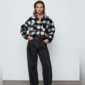 Zara Black and White Cropped Shacket